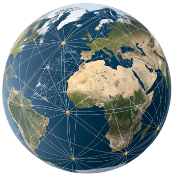 Globe illustration representing global reach
